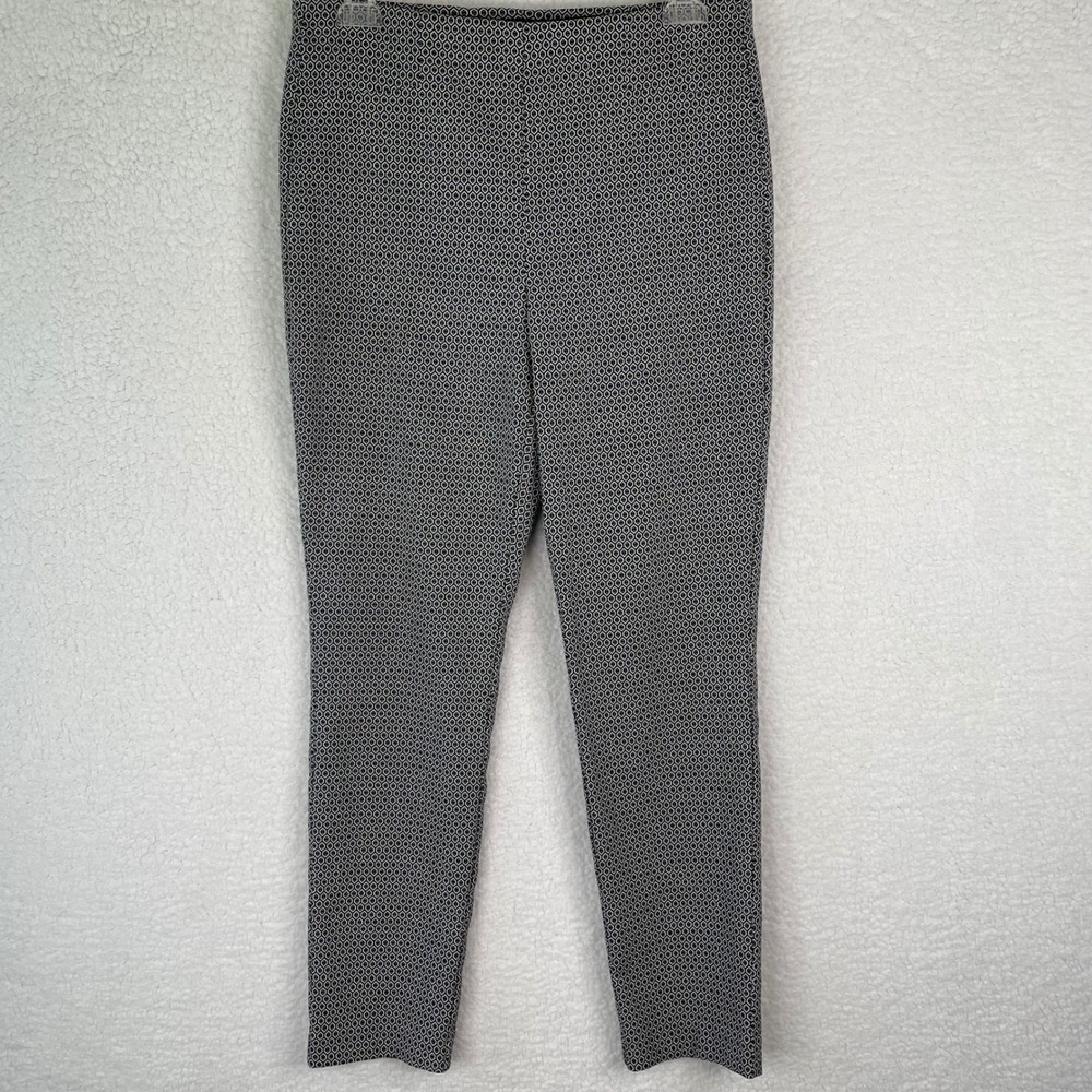 Chicos So Slimming Ankle Pants Black‎ White Geometric Diamond Print Size 1 M L